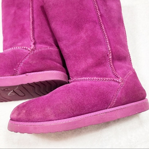 🔥SALE🔥 Fuchsia suede pull on faux fur lining boots kids Sz 3 - Picture 7 of 11